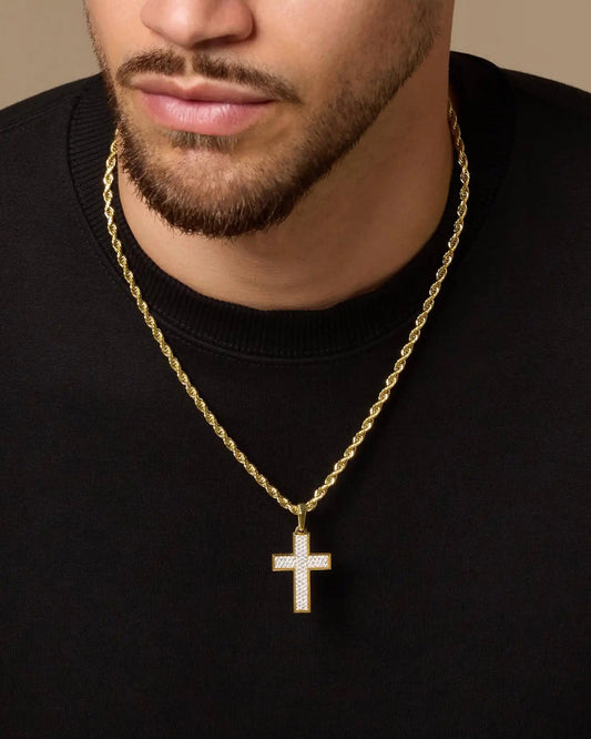 Iced Out Mosaic Cross Pendant